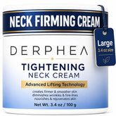DERPHEA front jar view showing product and brand, highlights targeted neck care