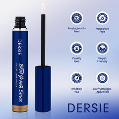 Dersie serum texture on fingertip showing lightweight absorbent benefit