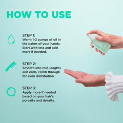 Design.Me model applying serum to ends for smoother, frizz-free hair