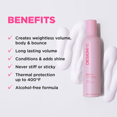 Design.Me PUFF.ME pump dispensing airy foam, demonstrates easy application and lift
