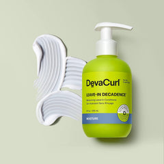 DevaCurl pump dispensing leave-in conditioner demonstrating quick-absorbing application benefit