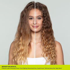 DevaCurl primer being applied to damp curls improving manageability and prepping for styling