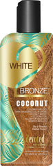 Devoted Creations front packaging of White 2 Bronze Coconut showing bottle and benefits