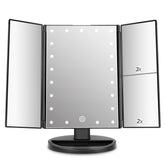 deweisn front view trifold mirror with LEDs providing clear light