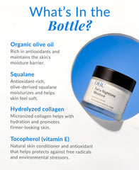 DHC ingredient display with olive oil bottle emphasizing natural squalane benefit