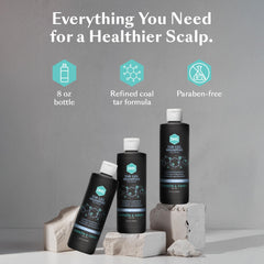 DHS T Gel foam lather on hand demonstrating cleansing action and scalp coverage benefit
