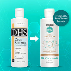 DHS zinc shampoo back label close-up showing directions and ingredient clarity for reassurance