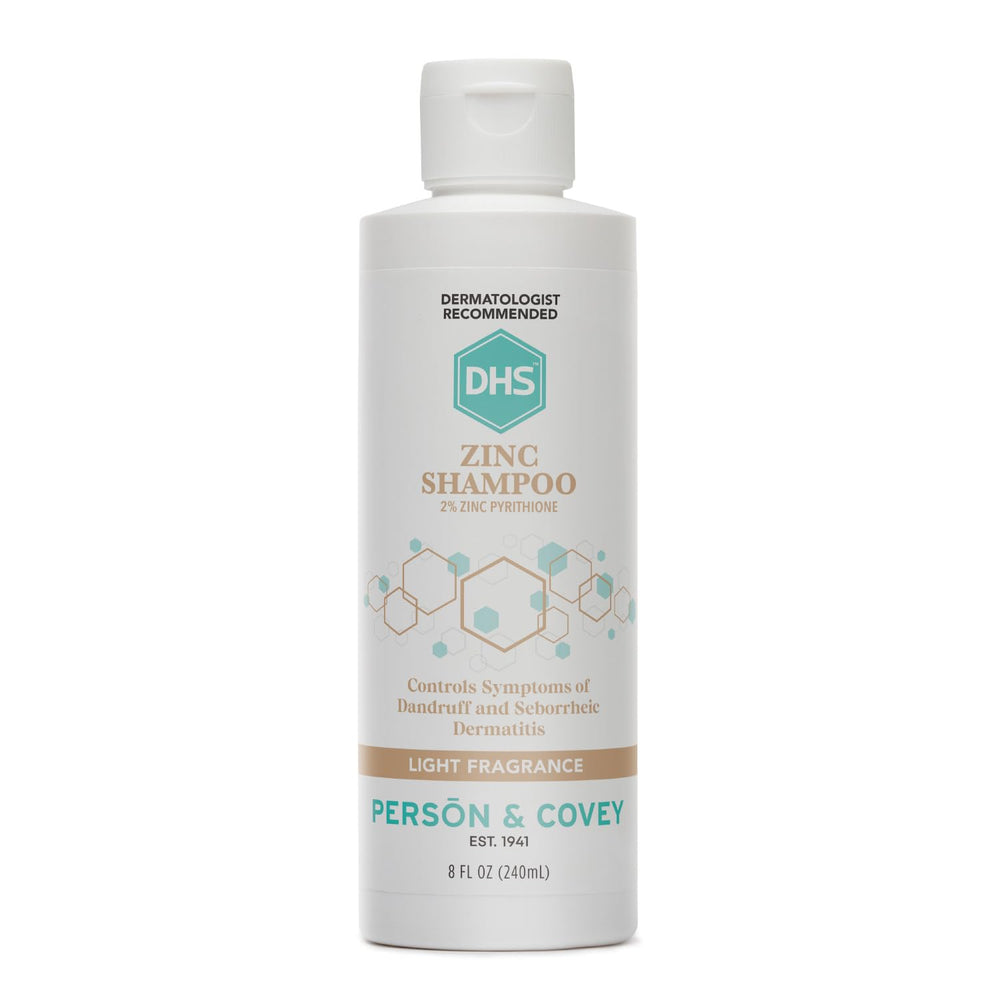 DHS zinc shampoo front packaging showing bottle and label for easy identification and benefit