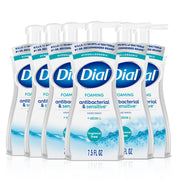Dial front packaging shows six fragrance-free bottles and clear antibacterial benefit