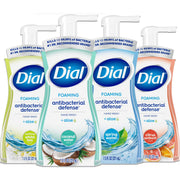 Dial 4-pack front view showing assorted foaming hand wash bottles and convenience