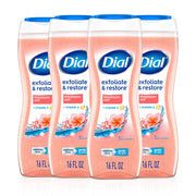 Dial front packaging showing hydrating exfoliating body wash benefits