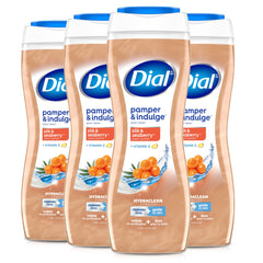 Dial bottle front packaging showing Hydraclean silk seaberry and vitamin E benefits