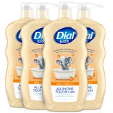 Dial kids peach front packaging showing bottle and label benefit: easy head-to-toe use