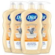 Dial kids peach front packaging showing bottle and label benefit: easy head-to-toe use