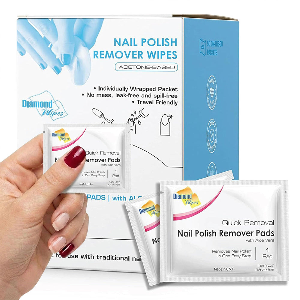 Diamond Wipes front packaging showing 50-count box, convenient portability