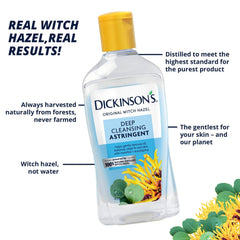 Dickinson's bottle beside cotton pad ready for toner application and clean skin