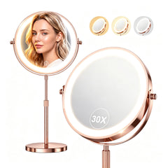 Dienmern front view showing dual-sided mirror and LED lighting for clear makeup application