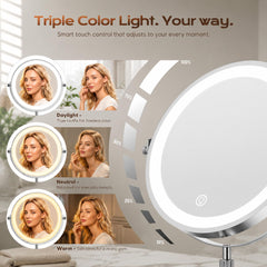 Dienmern LED ring lights demonstrating three color modes for accurate color