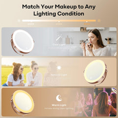 Dienmern mirror in use while applying eyeliner showing accurate lighting benefits