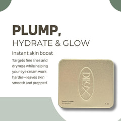 Dieux eye mask held in hand to show true size and convenience