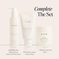 DIME Beauty ingredient label close-up, displays probiotic and natural butter benefits