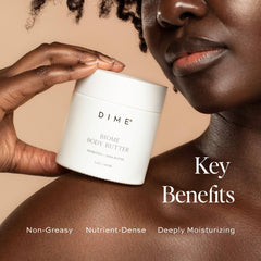 DIME Beauty creamy whipped texture close-up, highlights thick non-greasy finish