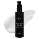 DIME creamy foam cleanser front packaging showing product clarity benefit