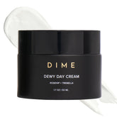 DIME dewy day cream front jar showing packaging and clean formulation benefit