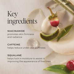 DIME eye serum ingredients flatlay with goji and grape seed, antioxidant brightening