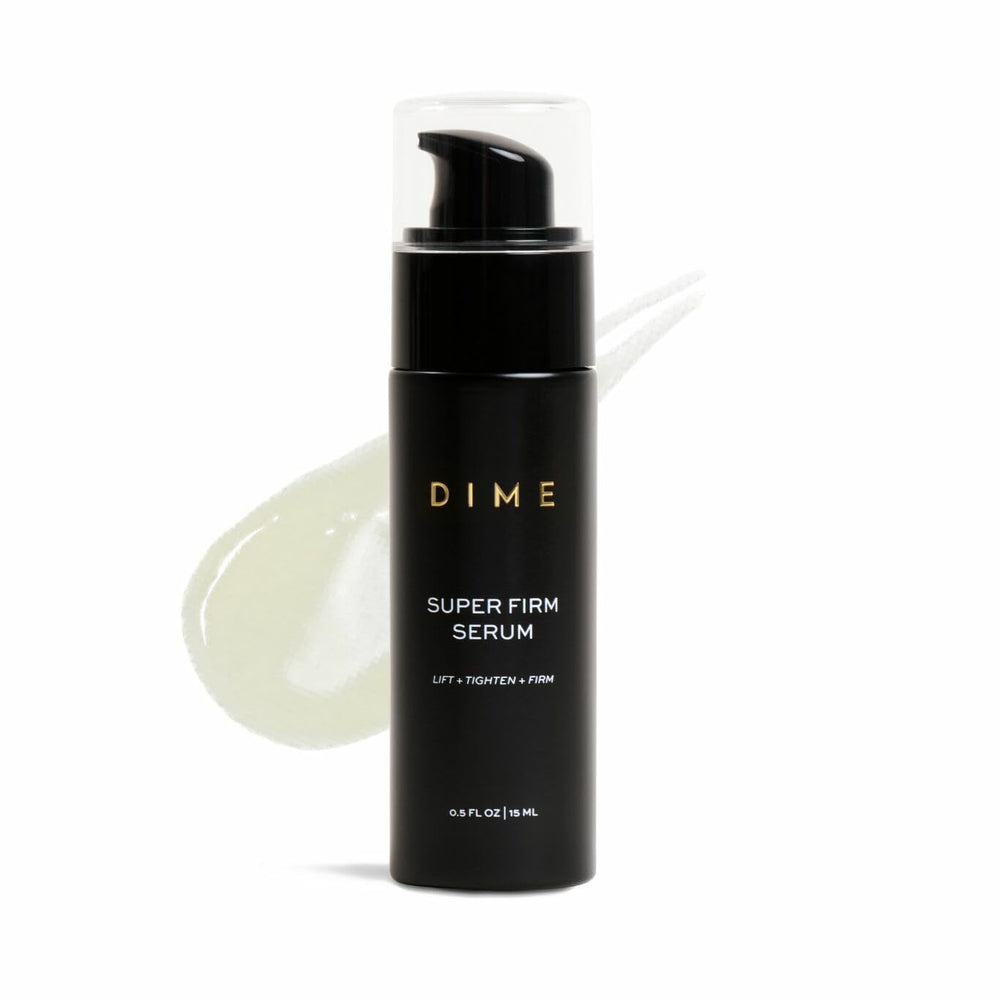 DIME Super Firm bottle front view showing label and compact packaging benefit: clear identification