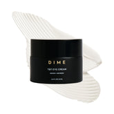 DIME TBT Eye Cream front jar showing product branding and easy dispensing benefit