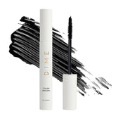 DIME front packaging showing sleek black mascara tube and branding benefit: visible volume