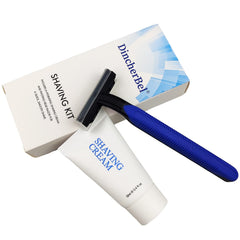 DincherBel 12g shaving cream sachet detail highlighting single-use convenience