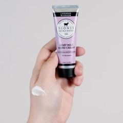 Dionis cream texture on fingertip, smooth moisturizing feel without residue