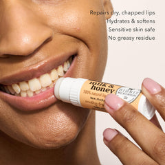 Dionis lip balm texture close-up showing creamy finish for smooth lips