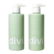 Divi front packaging showing hydrating shampoo and conditioner duo, clear benefits