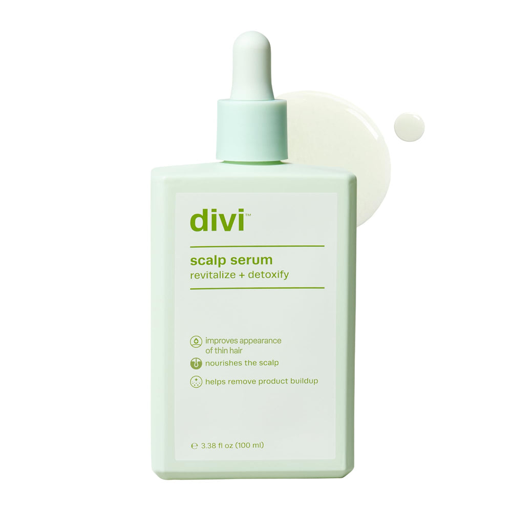 Divi front packaging showing bottle and label, clear product branding benefits