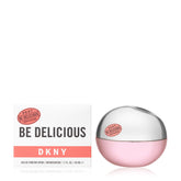 DKNY front bottle view showing compact 1 fl oz and bright floral branding for fresh wear