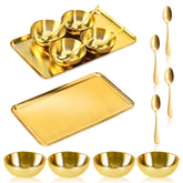 DLUGOPIS gold facial tray front view showing organized salon setup benefit