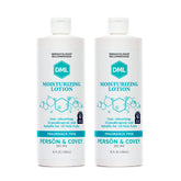 DML lotion front packaging showing two 16 oz pumps and clear labeling for easy grab