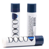 DOCO DocoShield front packaging showing three lip balm sticks and benefits