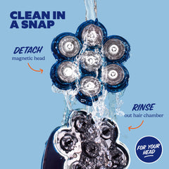 Dollar Shave Club magnetic hair chamber open for quick rinsing and simple cleanup