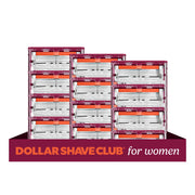 Dollar Shave Club front packaging showing 12-pack refills and clear value