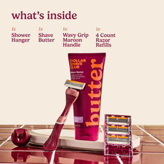 Dollar Shave Club maroon ergonomic handle close-up for improved grip