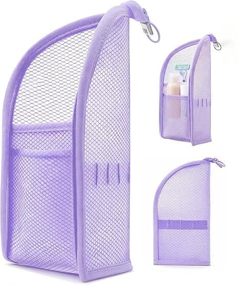 DomesticEdge front view of two standing toiletry bags showing compact portability and organization