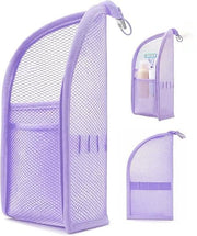 DomesticEdge front view of two standing toiletry bags showing compact portability and organization