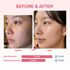 Dongyu YURI applied on cheek illustrating how the mask seals in overnight skincare products