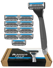DORCO Pace 4 Pro front view showing full razor and cartridges for reliable shaves