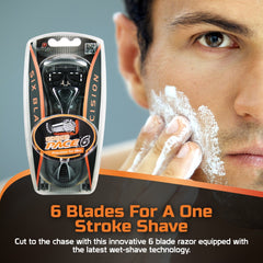 DORCO razor in use along jawline showing smooth contouring
