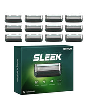 DORCO SLEEK front packaging showing 12 refill cartridges and clean branding benefit